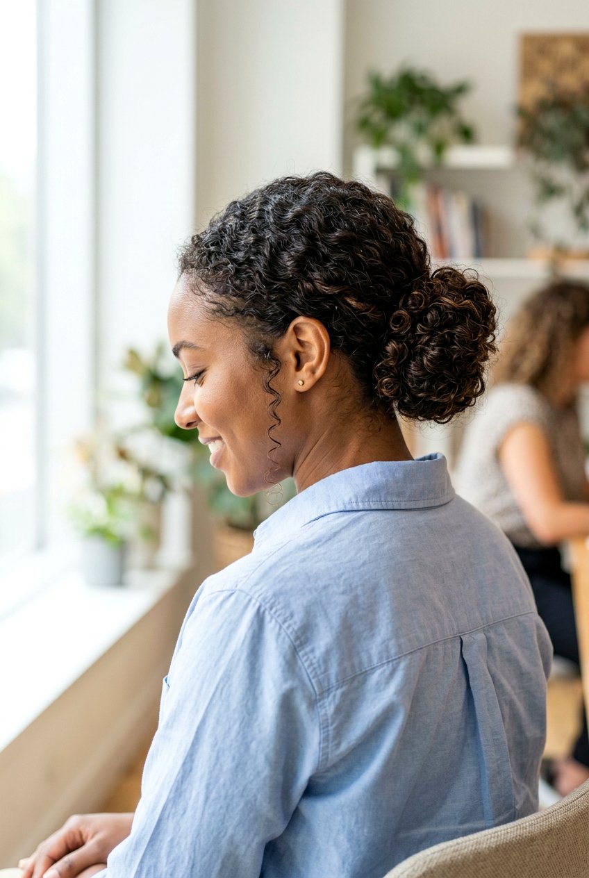 Refreshed Curly Low Bun - 20 curly refresh hairstyles - 20 curly refresh hairstyles