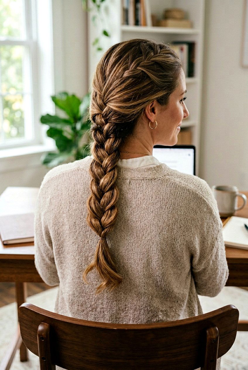 Relaxed French Braid - 20 simple hairstyle for interview with long hair - 20 simple hairstyle for interview with long hair