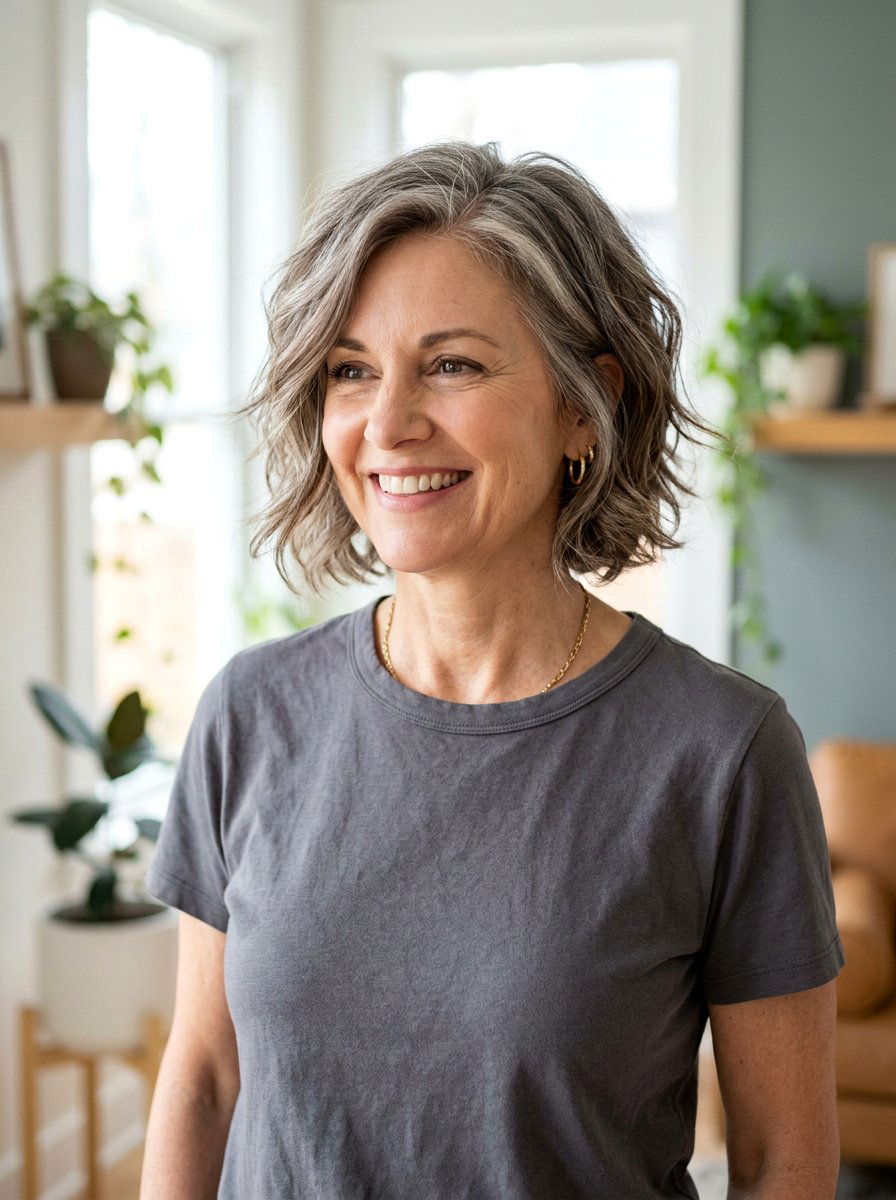 Relaxed Layered Bob With Side Part - 20 soft layered bob for women over 50 - 20 soft layered bob for women over 50