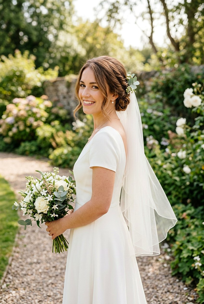 Relaxed Low Bun With Elbow Length Veil - 20 bridal hairstyle for thick hair with veil - 20 bridal hairstyle for thick hair with veil