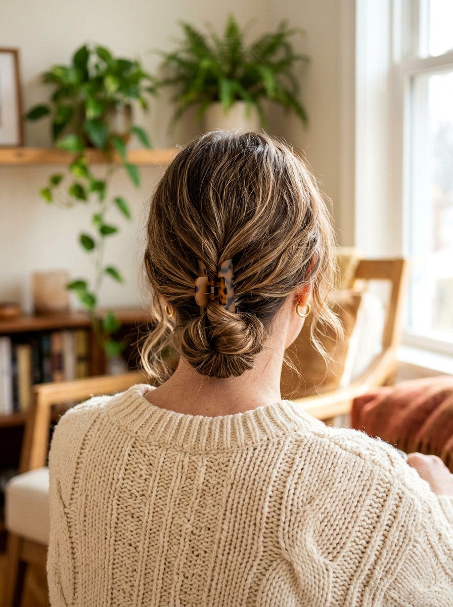 Relaxed Low Claw Clip - 20 travel friendly claw clip hairstyle - 20 travel friendly claw clip hairstyle