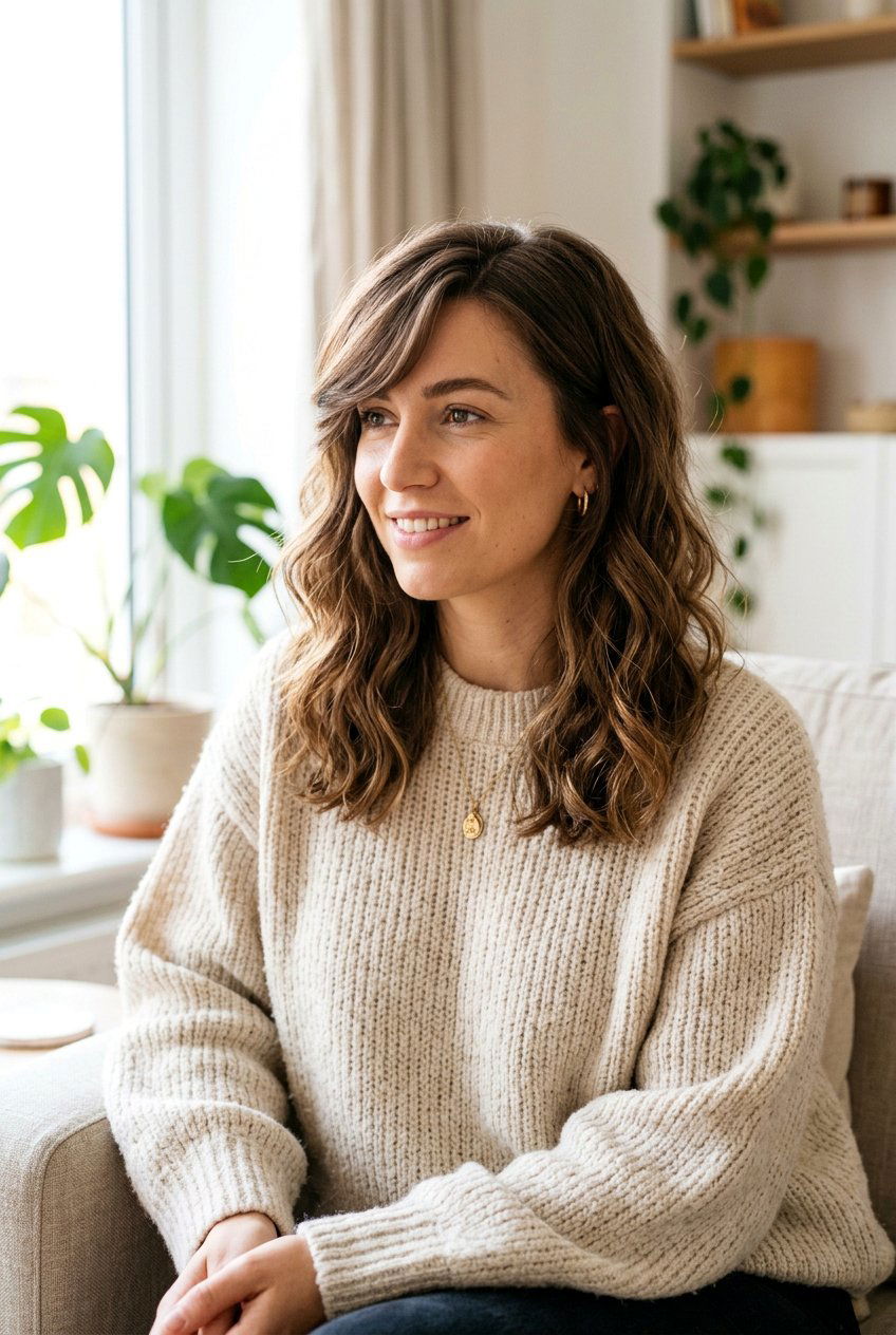 Relaxed Medium Waves With Side Part Bangs - 20 low maintenance medium haircut with bangs - 20 low maintenance medium haircut with bangs