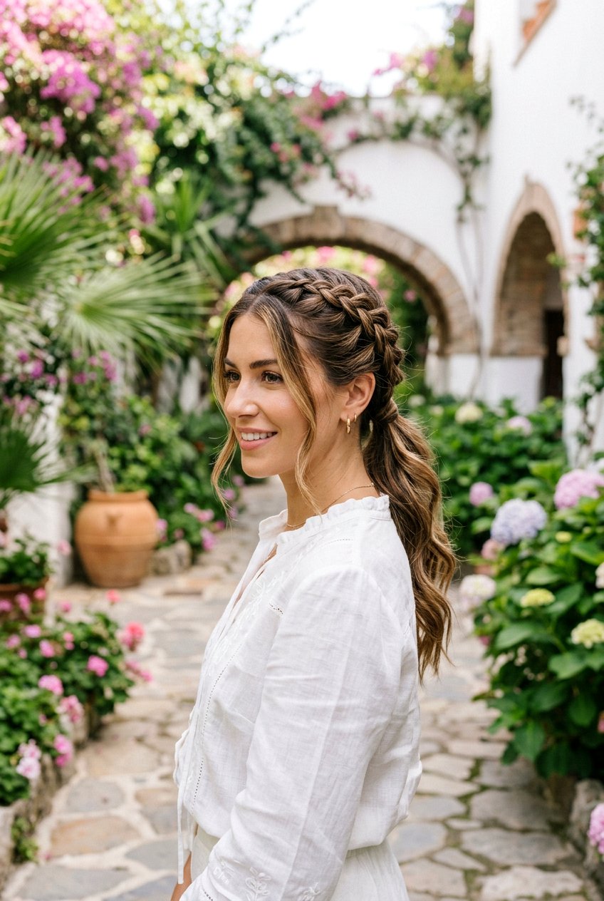 Resort Ponytail With Braid Crown - 20 resort ponytail hairstyle - 20 resort ponytail hairstyle