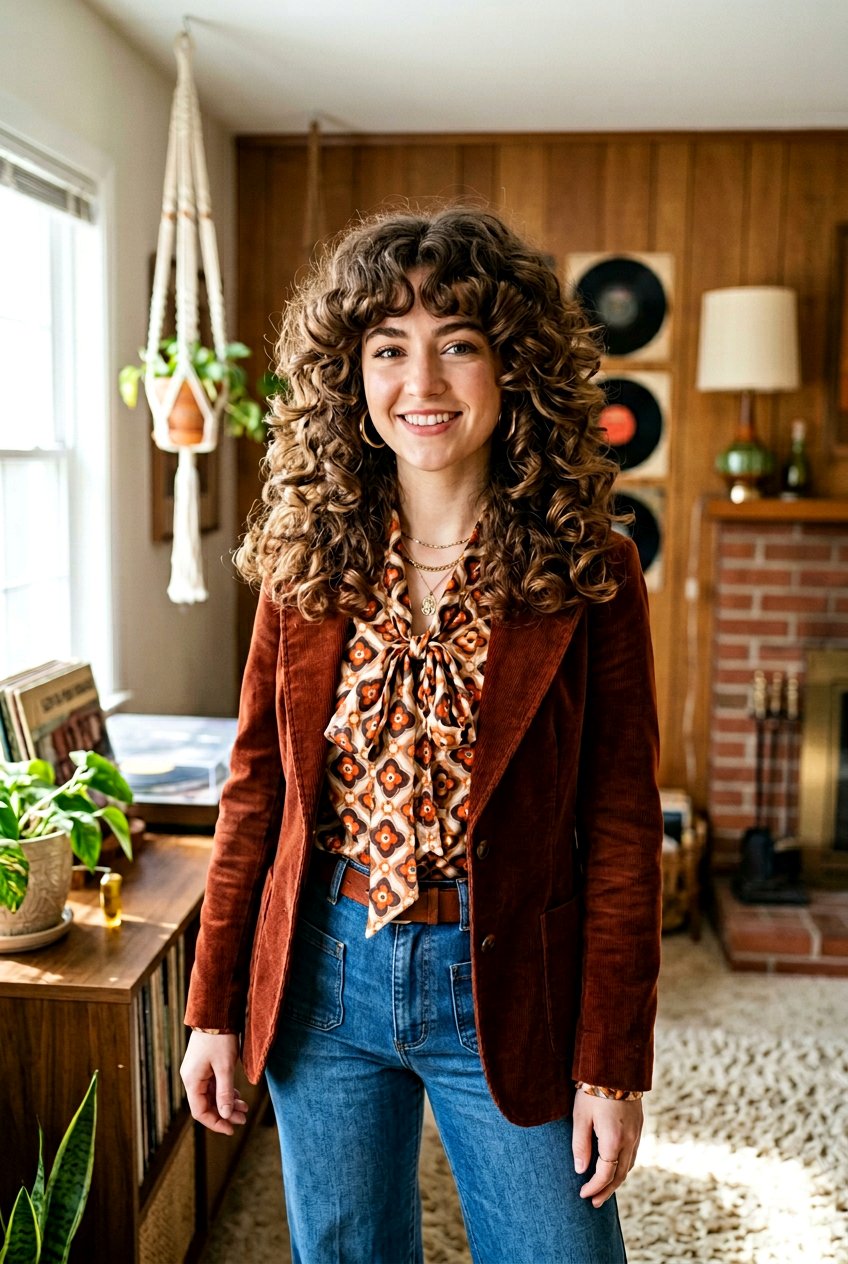 Retro 70s Curly Curtain Bangs - 20 curly curtain bangs hairstyle - 20 curly curtain bangs hairstyle