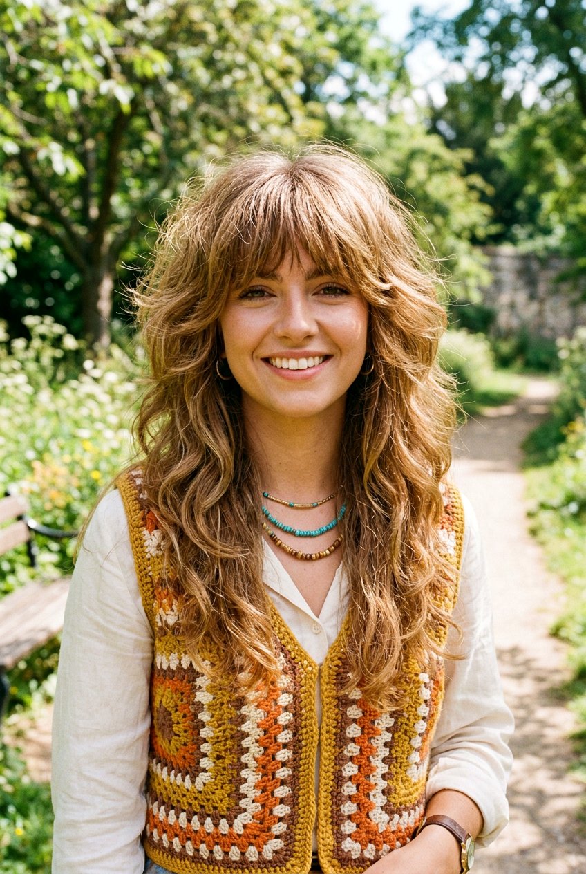 Retro 70s Shag With Long Fringe - 20 shag haircut with wispy fringe - 20 shag haircut with wispy fringe