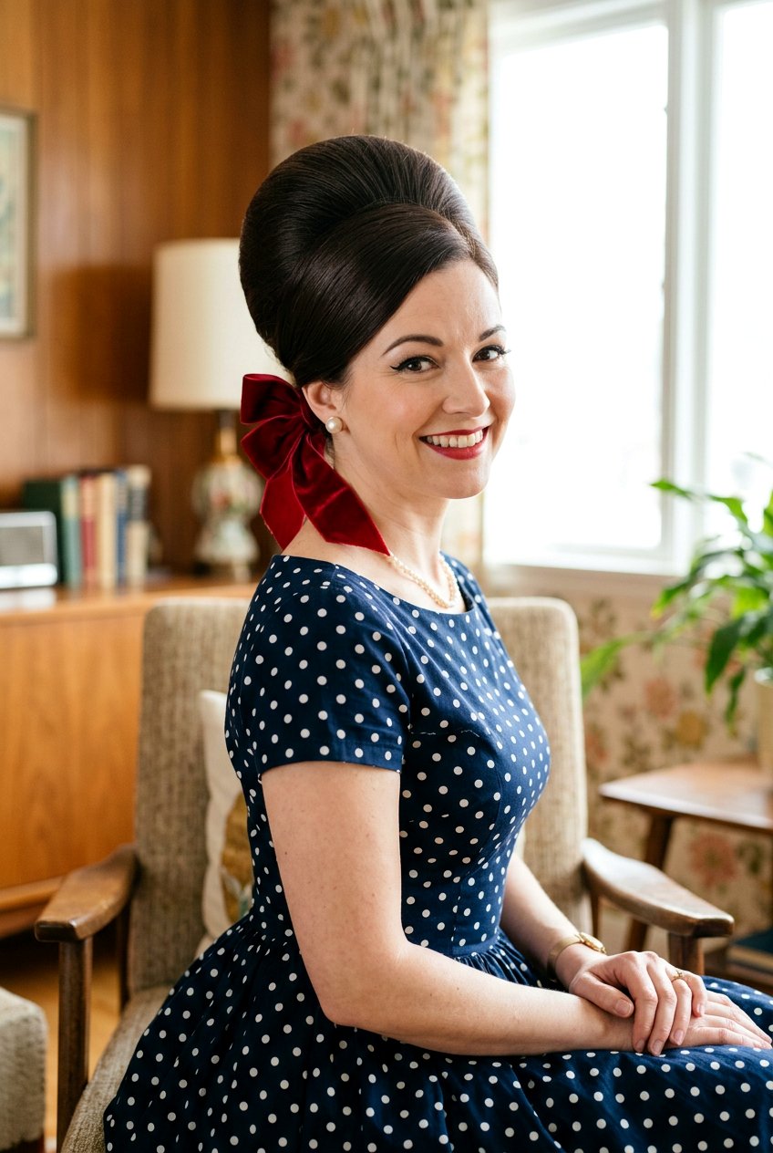 Retro Beehive With Ribbon - 20 beehive bun hairstyle - 20 beehive bun hairstyle