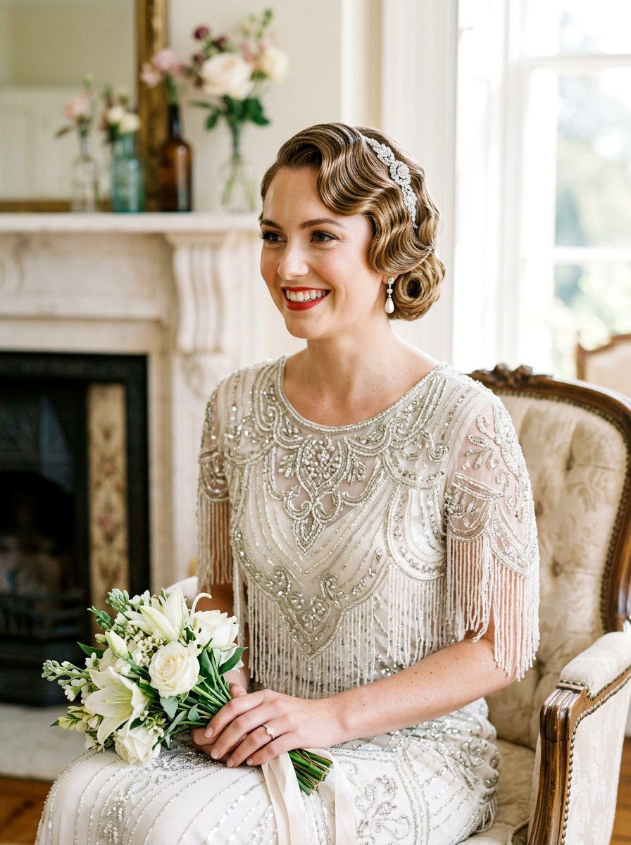 Retro Bridal Finger Waves - 20 glamorous bridal hairstyle ideas - 20 glamorous bridal hairstyle ideas