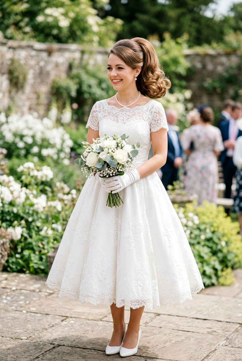 Retro Flip Curly Ponytail - 20 modern bridal ponytail with curls - 20 modern bridal ponytail with curls