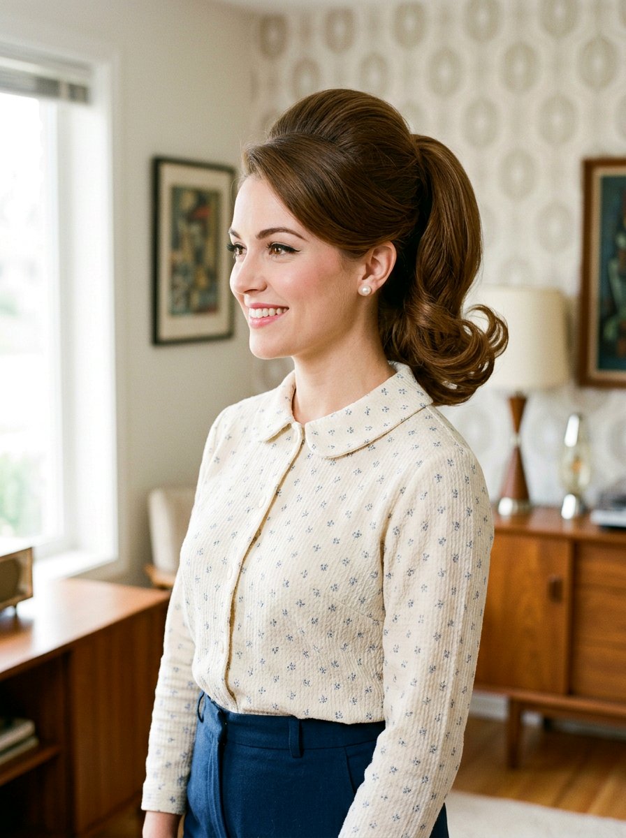 Retro Flipped Ponytail - 20 cute hairstyle for brunch with friends - 20 cute hairstyle for brunch with friends