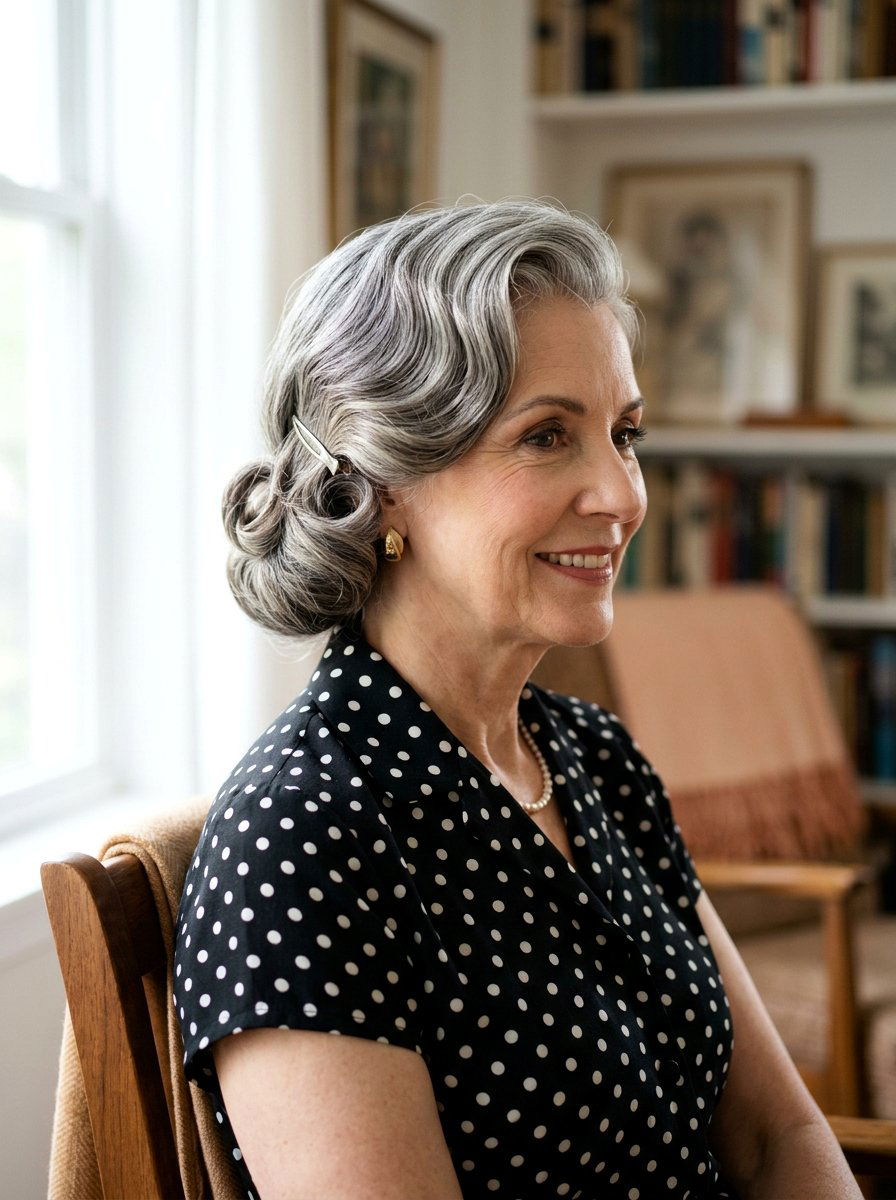 Retro Gray Chignon - 20 elegant gray chignon hairstyle - 20 elegant gray chignon hairstyle