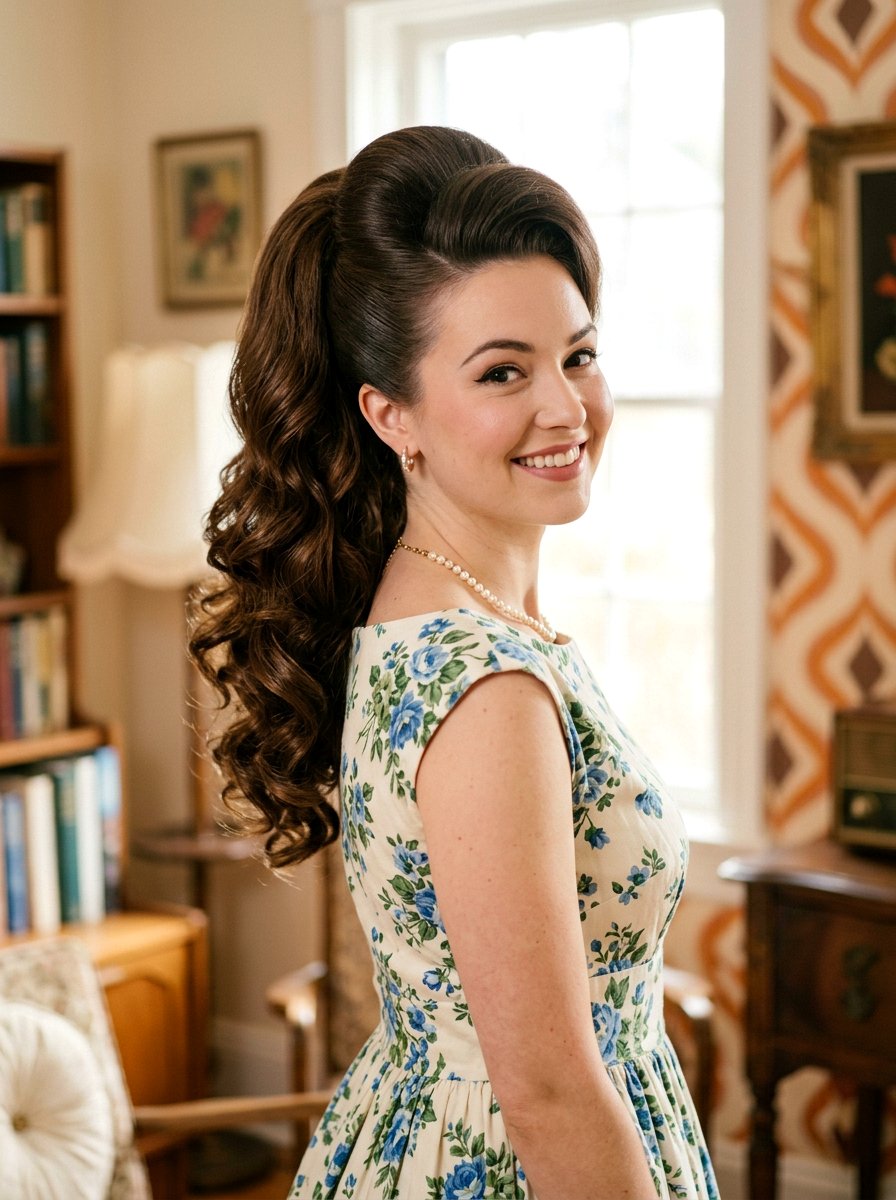 Retro High Ponytail For Photoshoot - 20 photo shoot ponytail hairstyle - 20 photo shoot ponytail hairstyle