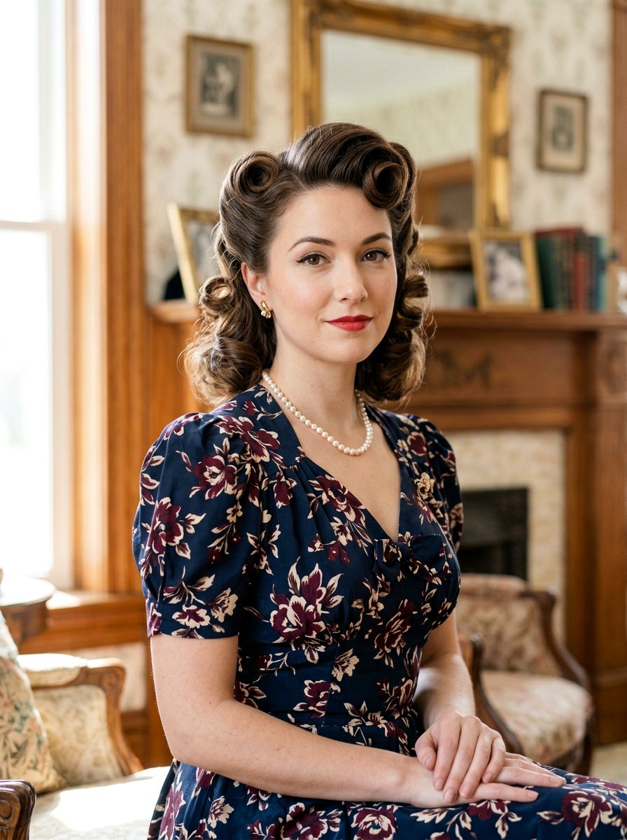 Retro Pin Curls Medium Layered Hair - 20 party hairstyle for medium layers - 20 party hairstyle for medium layers