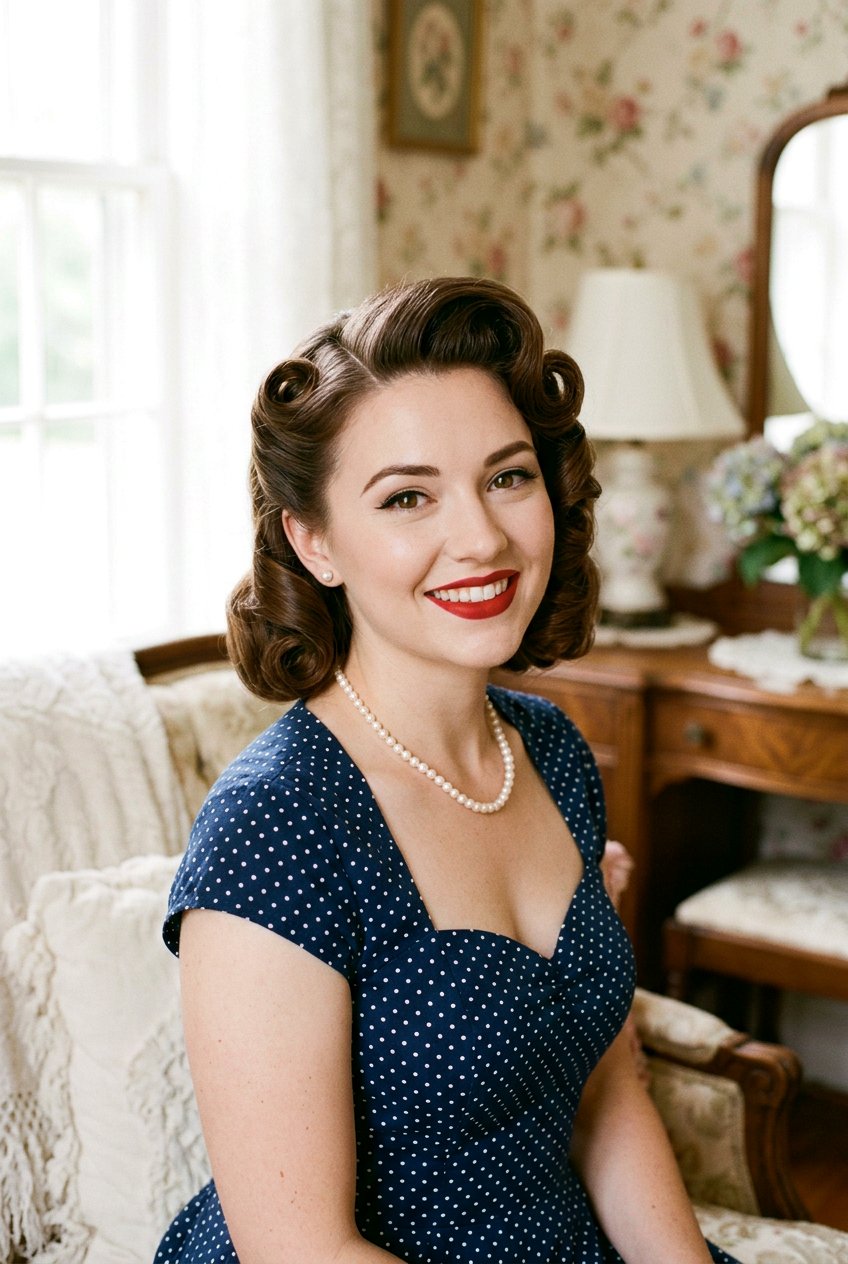 Retro Pin Up Curls - 20 pageant hairstyle with soft curls - 20 pageant hairstyle with soft curls