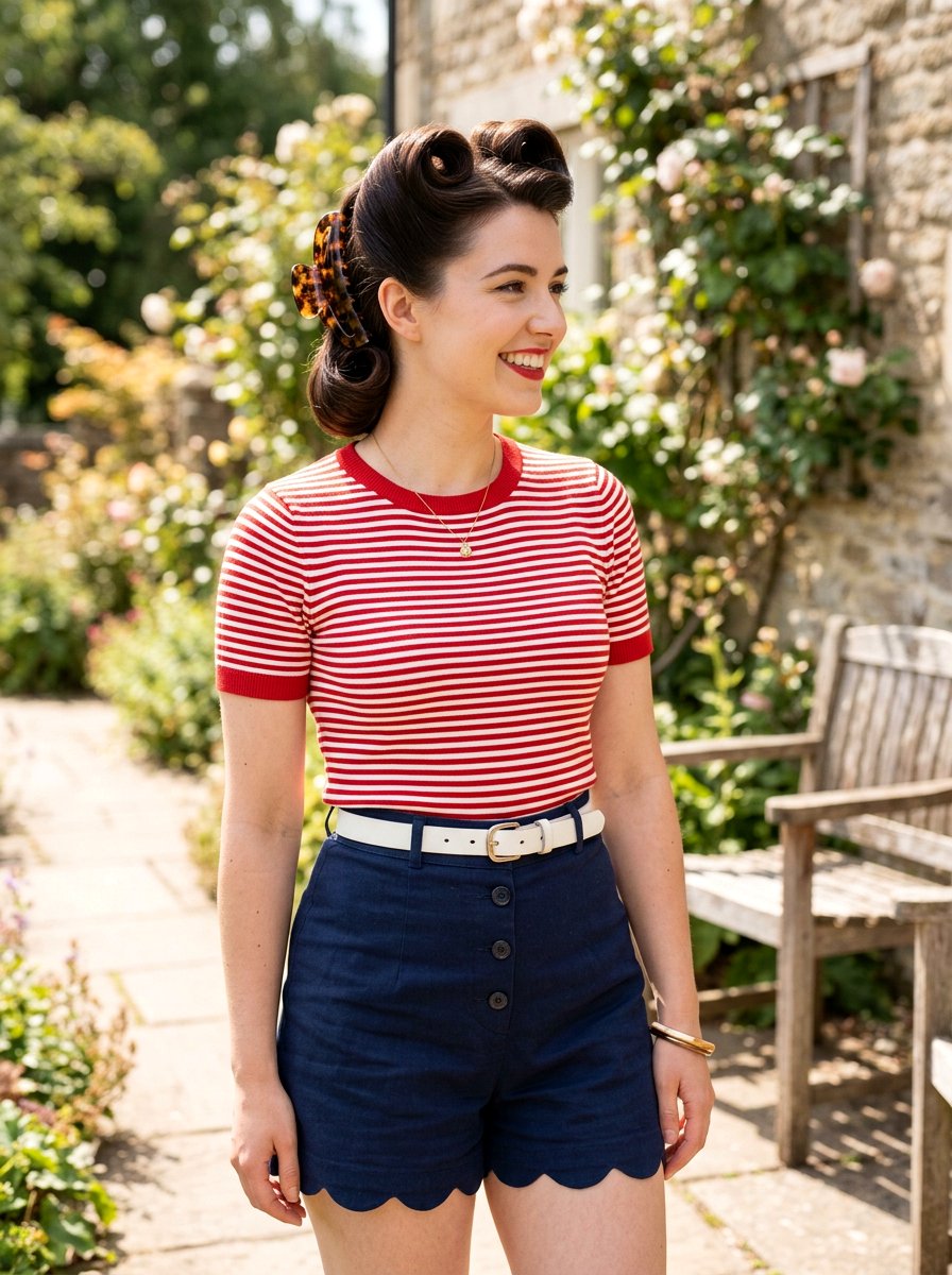 Retro Rolled Claw Clip - 20 claw clip hairstyle for beach vacation - 20 claw clip hairstyle for beach vacation