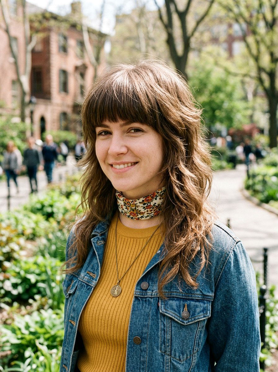 Retro Soft Mullet with Thick Bangs - 20 soft mullet with bangs - 20 soft mullet with bangs