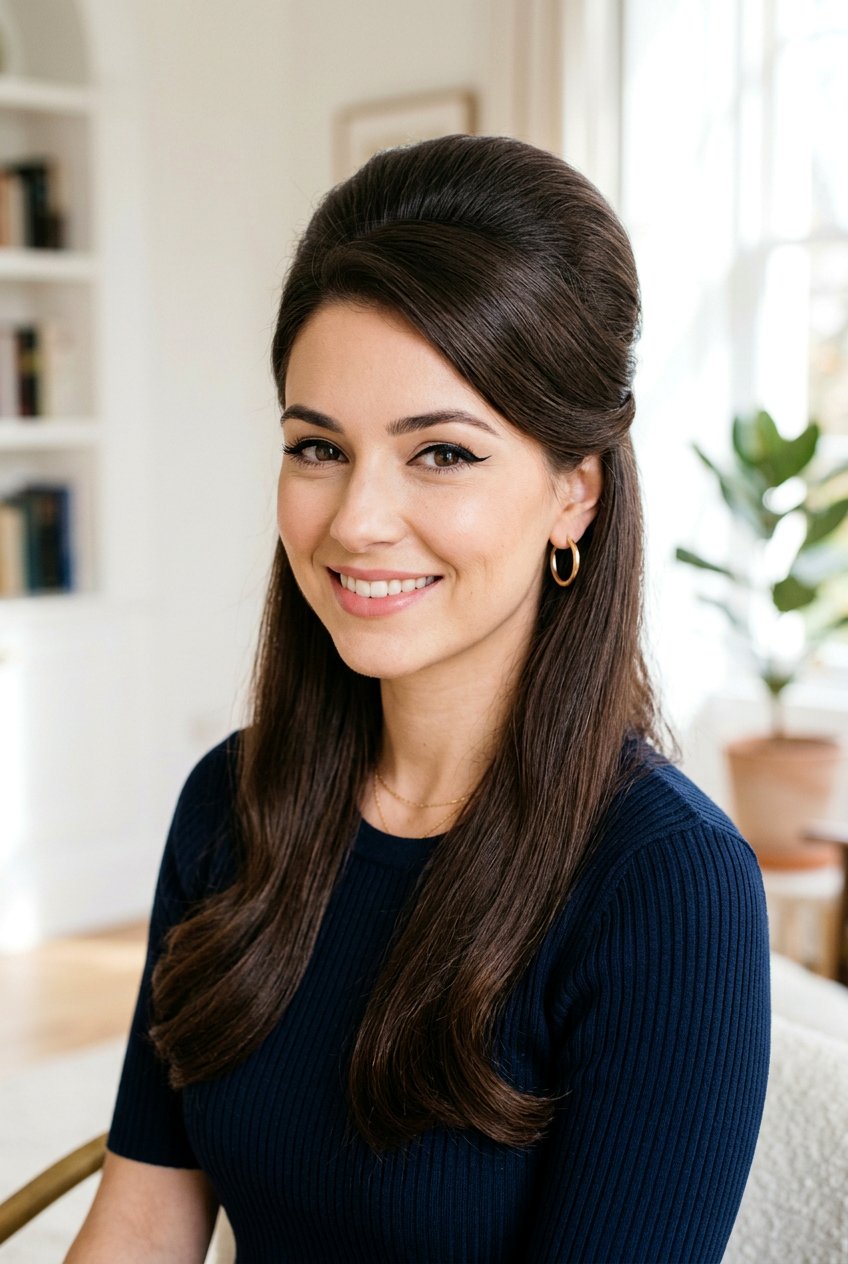 Retro Volume Half Up Hair - 20 date night half up hairstyle - 20 date night half up hairstyle