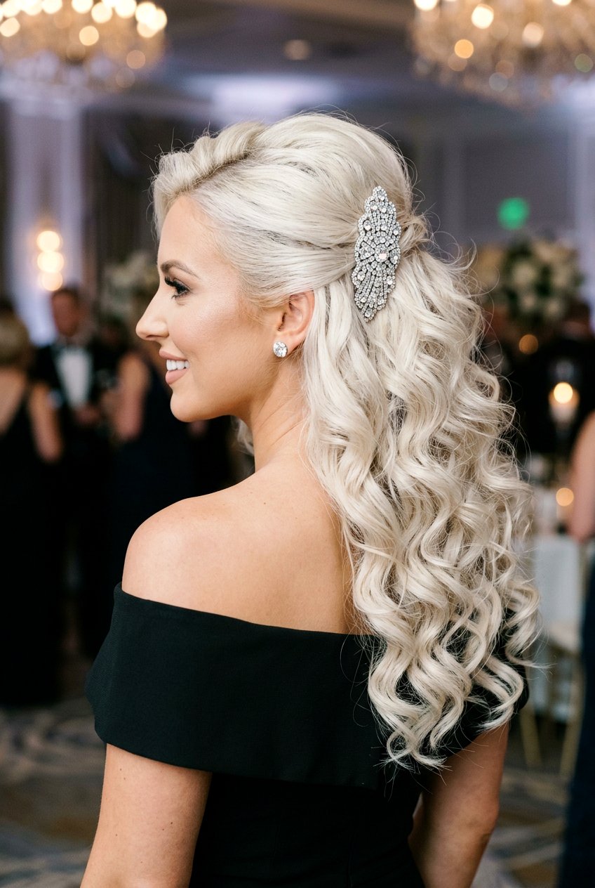 Rhinestone Barrette Half Up - 20 barrette half up hairstyle - 20 barrette half up hairstyle