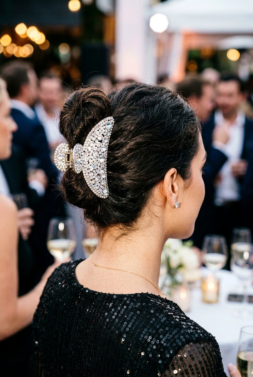 Rhinestone Claw Clip - 20 y2k bun with claw clip - 20 y2k bun with claw clip