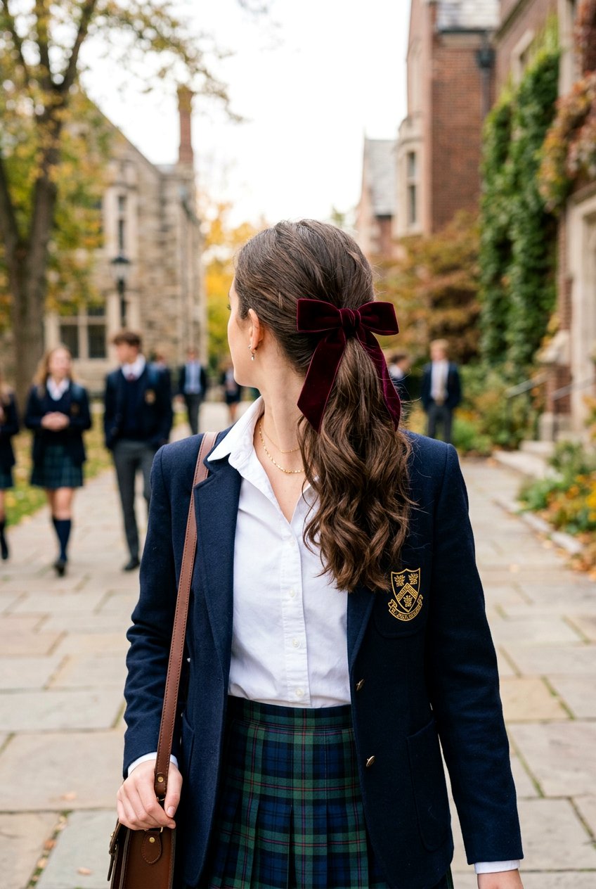 Ribbon Bow Ponytail - 20 quick ponytail for school mornings - 20 quick ponytail for school mornings