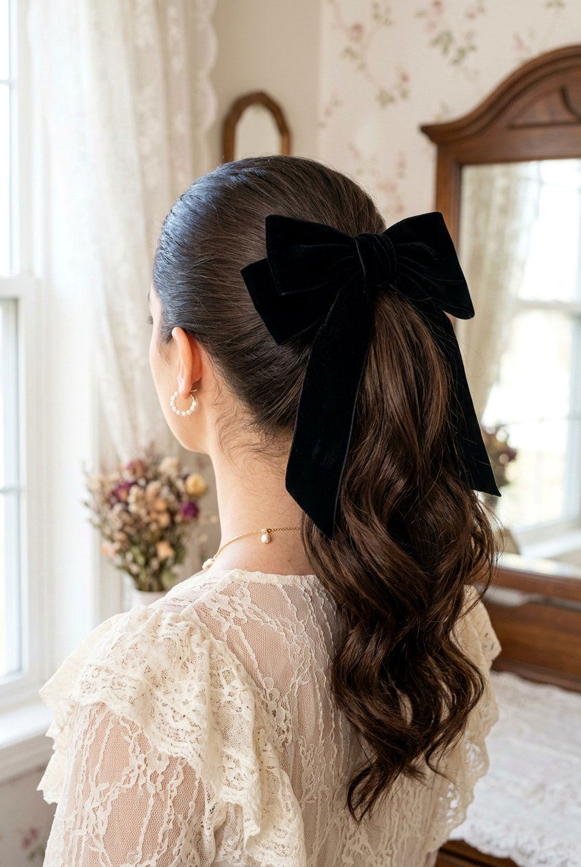 Ribbon Bow Ponytail - 20 60s ponytail hairstyle - 20 60s ponytail hairstyle