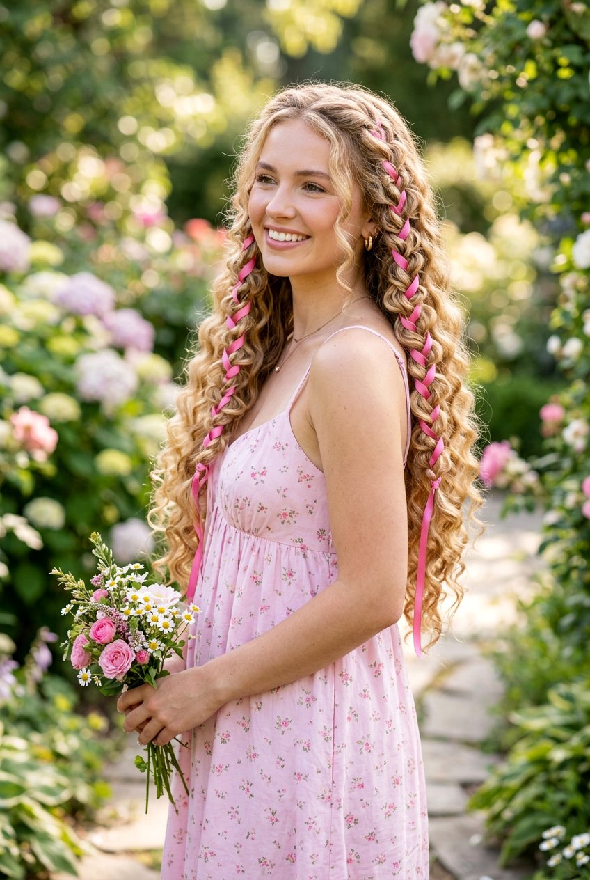 Ribbon Braid Curls - 20 heatless curls for long thick hair - 20 heatless curls for long thick hair