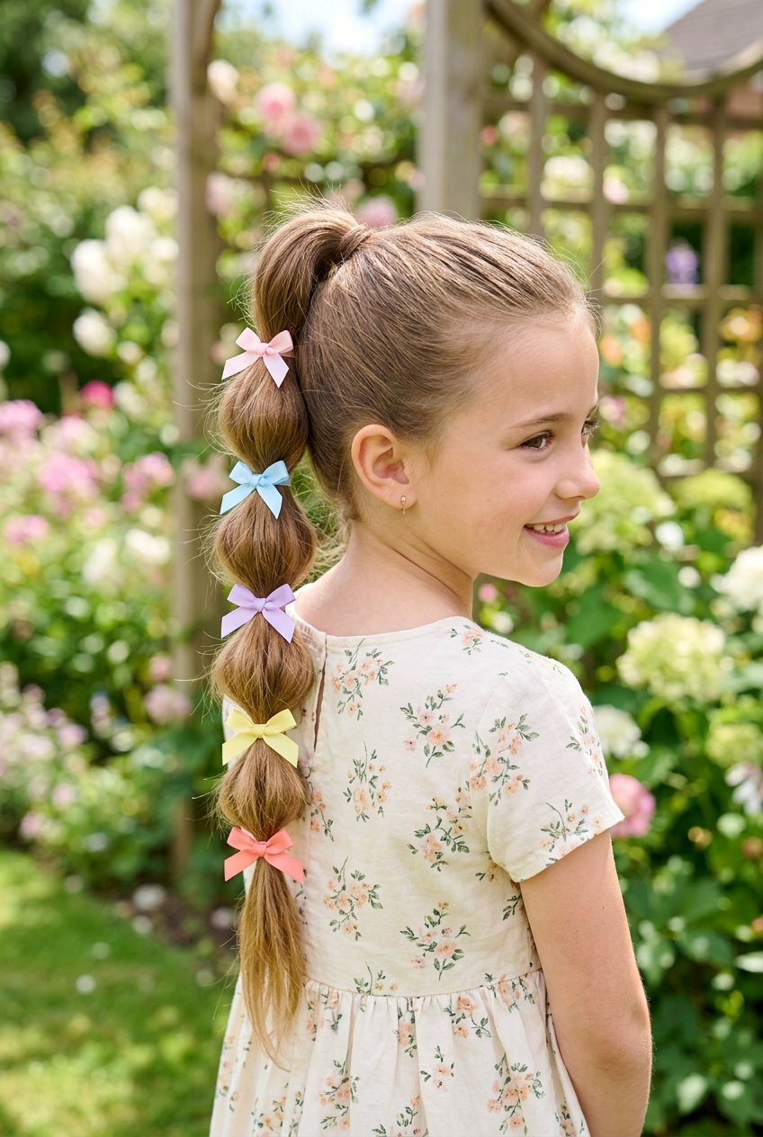 Ribbon Bubble Braid - 20 cute school hairstyle with ribbon - 20 cute school hairstyle with ribbon