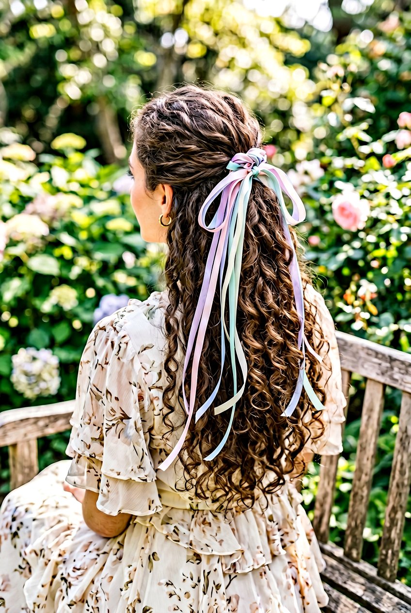 Ribbon Cascade Half Up Hairstyle - 20 coquette ribbon hairstyle - 20 coquette ribbon hairstyle