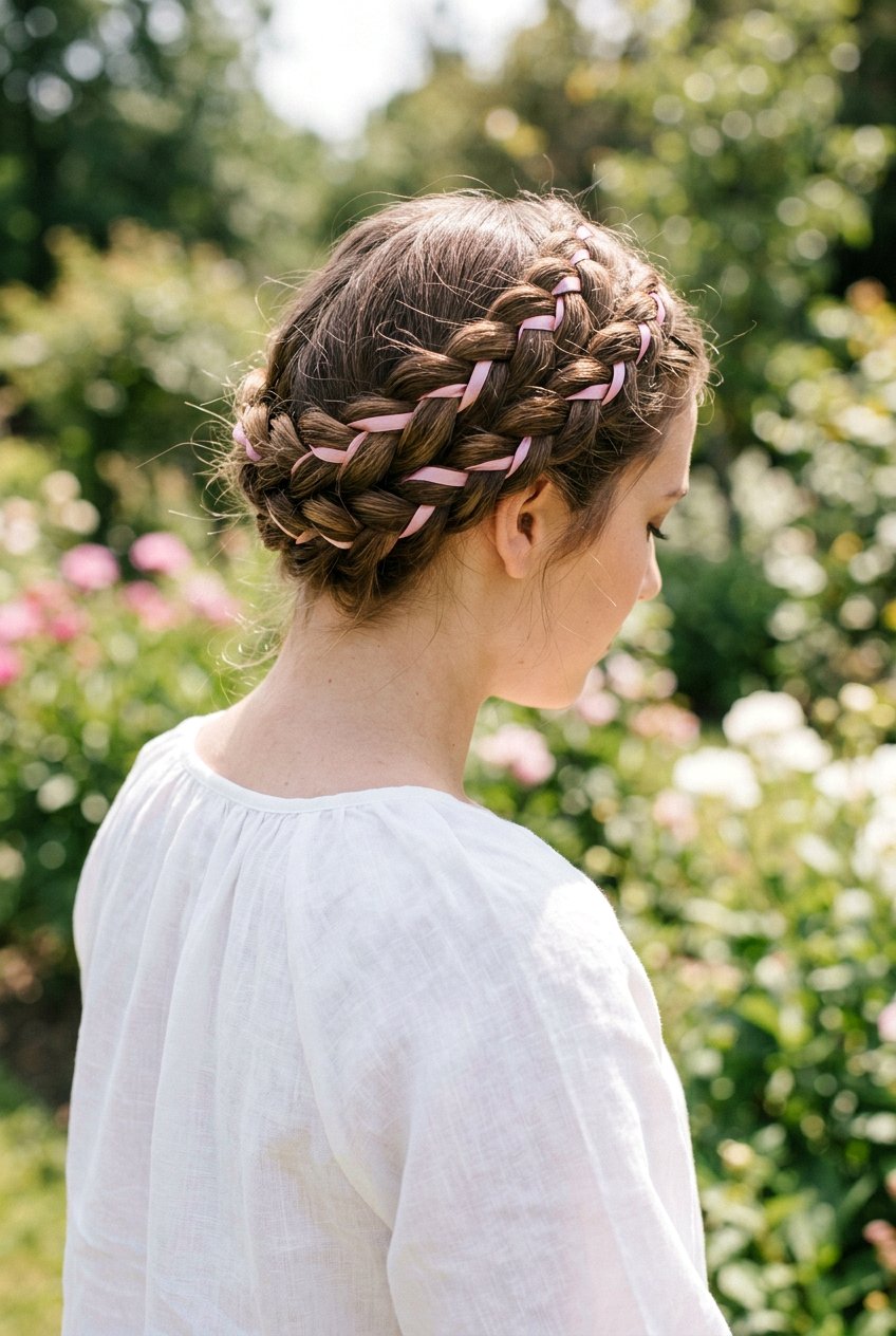 Ribbon Halo Braid - 20 coquette hairstyles - 20 coquette hairstyles