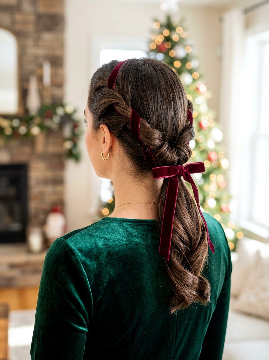 Ribbon Intertwined Rolled Ponytail - 20 retro rolled ponytail hairstyle - 20 retro rolled ponytail hairstyle