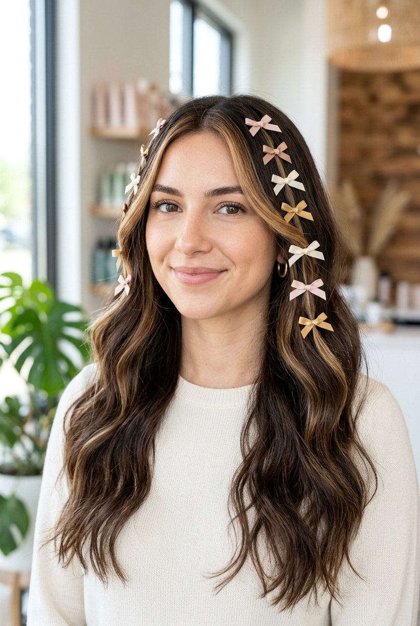 Ribbon Money Piece Hairstyle - 20 coquette ribbon hairstyle - 20 coquette ribbon hairstyle