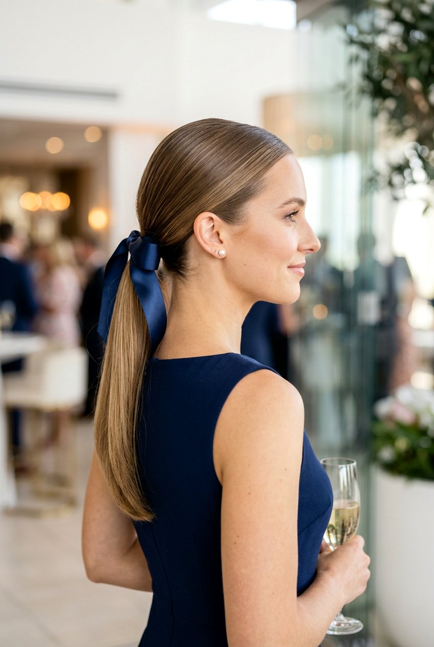 Ribbon Ponytail Cocktail Hairstyle - 20 cocktail party hairstyles - 20 cocktail party hairstyles