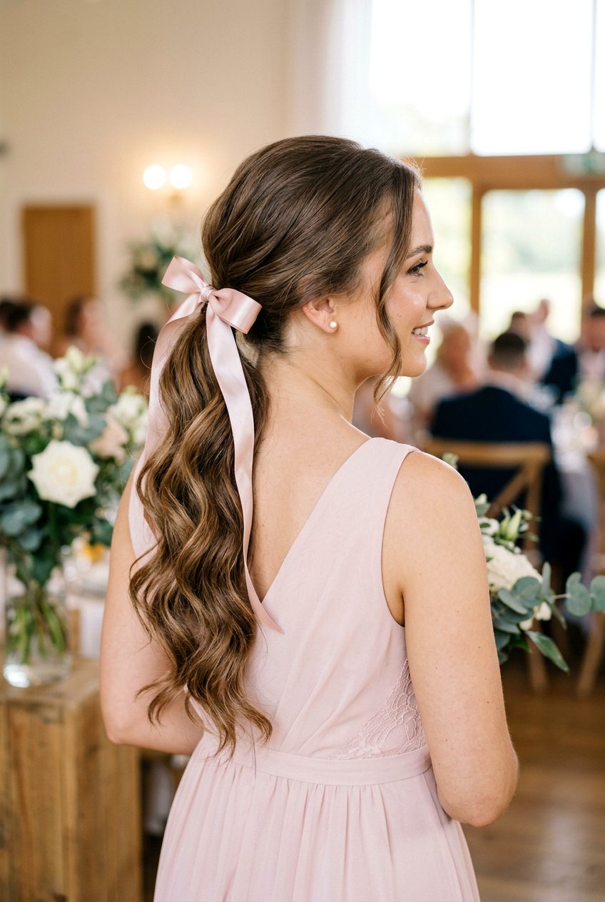 Ribbon Ponytail With Soft Romantic Waves - 20 bridesmaid ponytail with waves - 20 bridesmaid ponytail with waves
