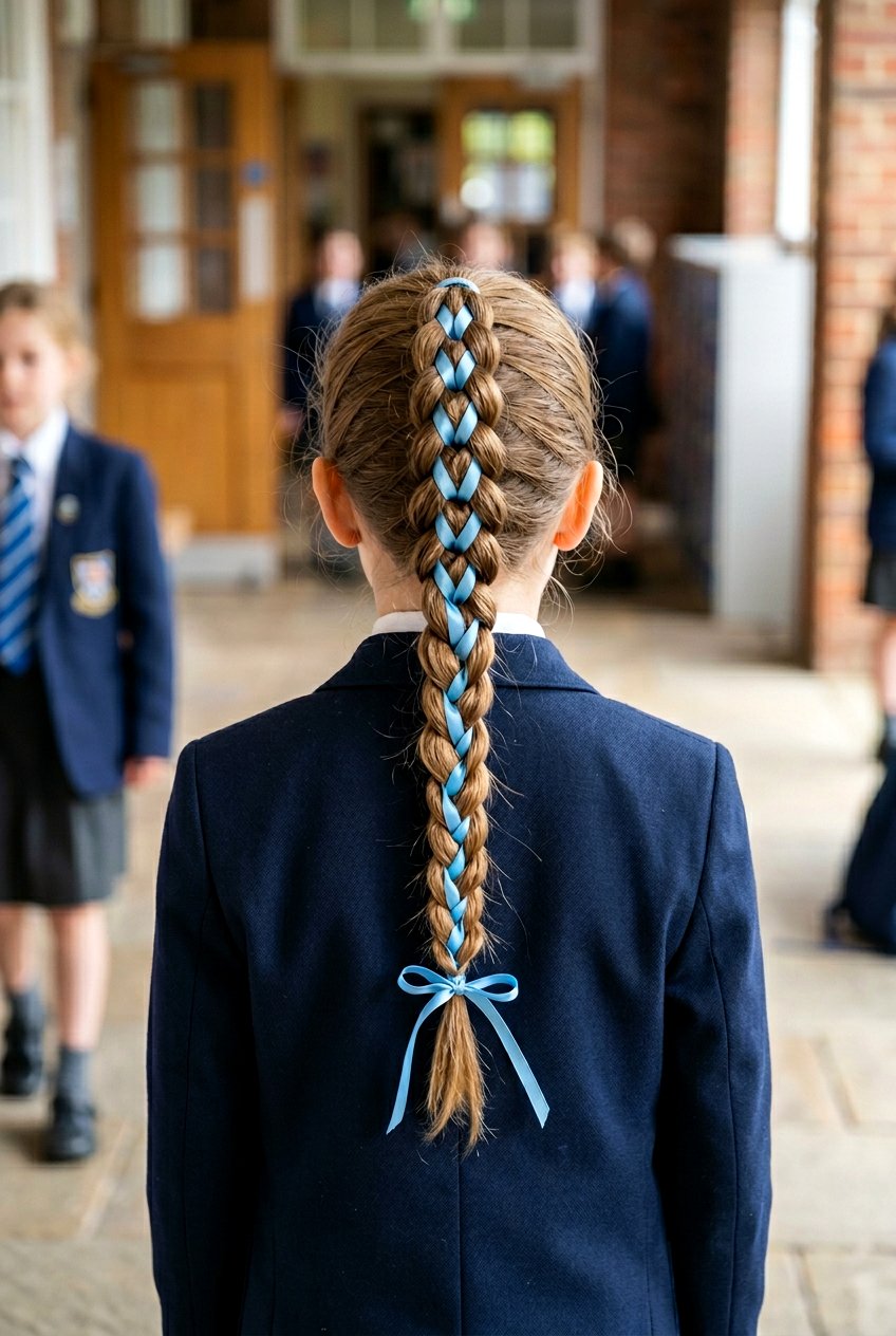 Ribbon Pull Through Braid - 20 cute school hairstyle with ribbon - 20 cute school hairstyle with ribbon
