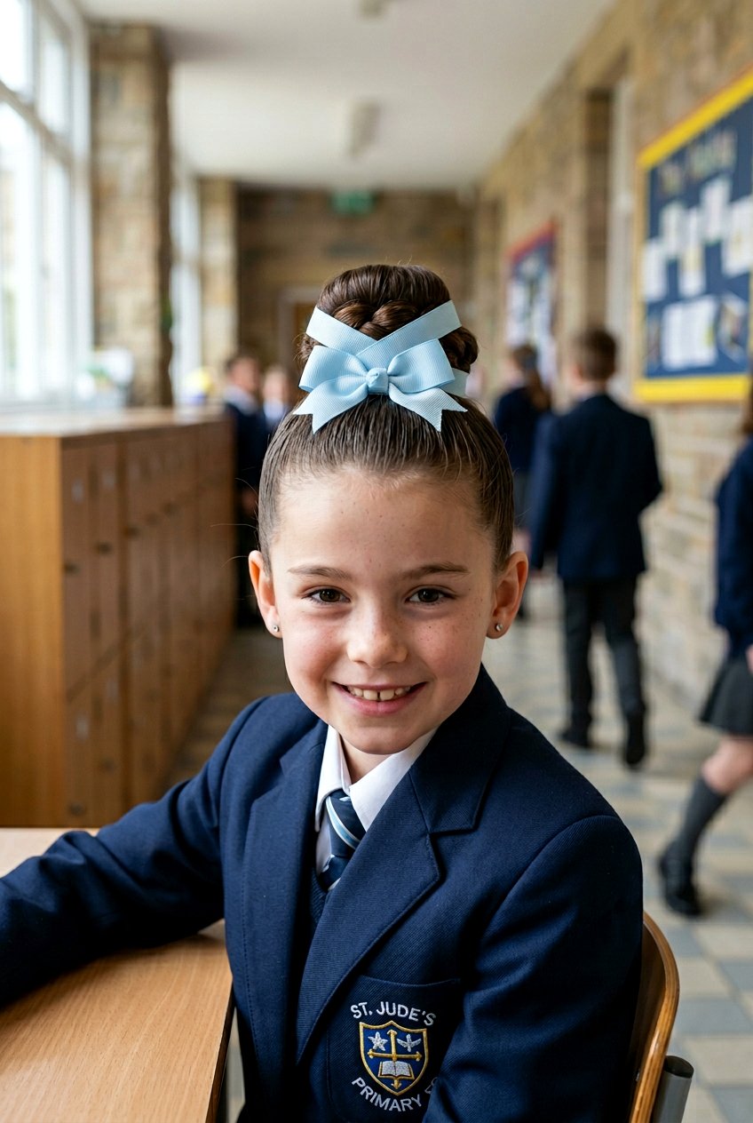 Ribbon Top Knot - 20 cute school hairstyle with ribbon - 20 cute school hairstyle with ribbon