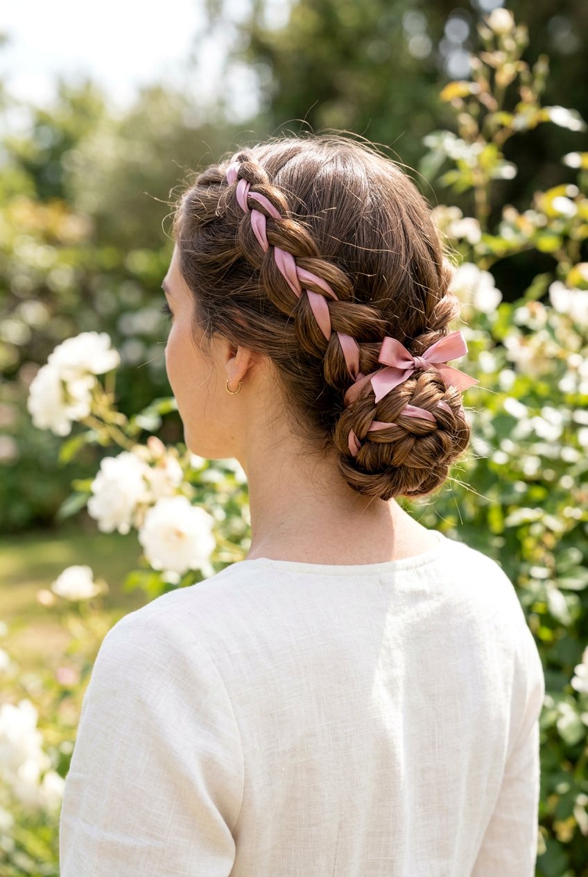 Ribbon Woven Braided Bun - 20 ribbon woven braid hairstyle - 20 ribbon woven braid hairstyle