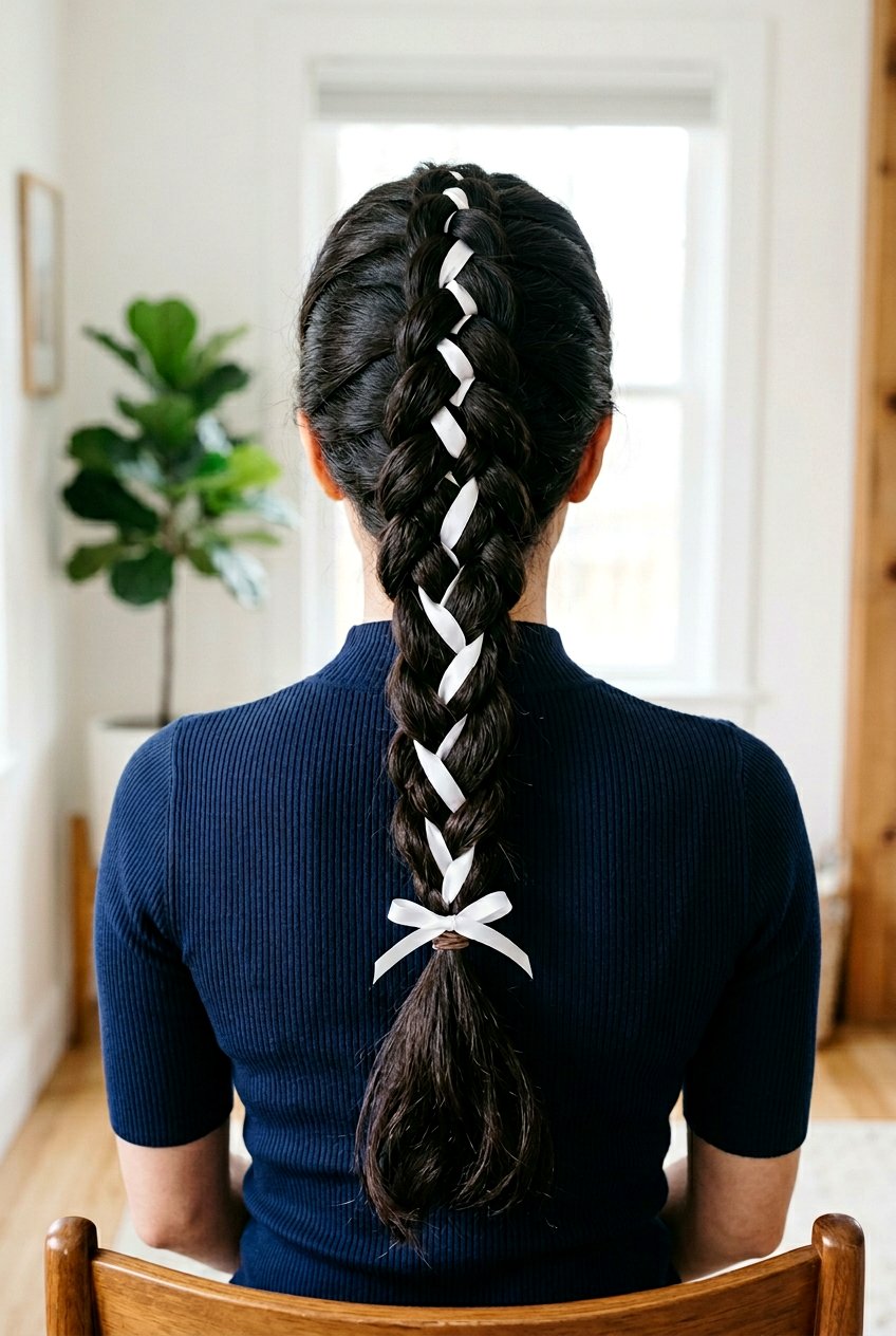 Ribbon Woven Dutch Braid - 20 ribbon woven braid hairstyle - 20 ribbon woven braid hairstyle