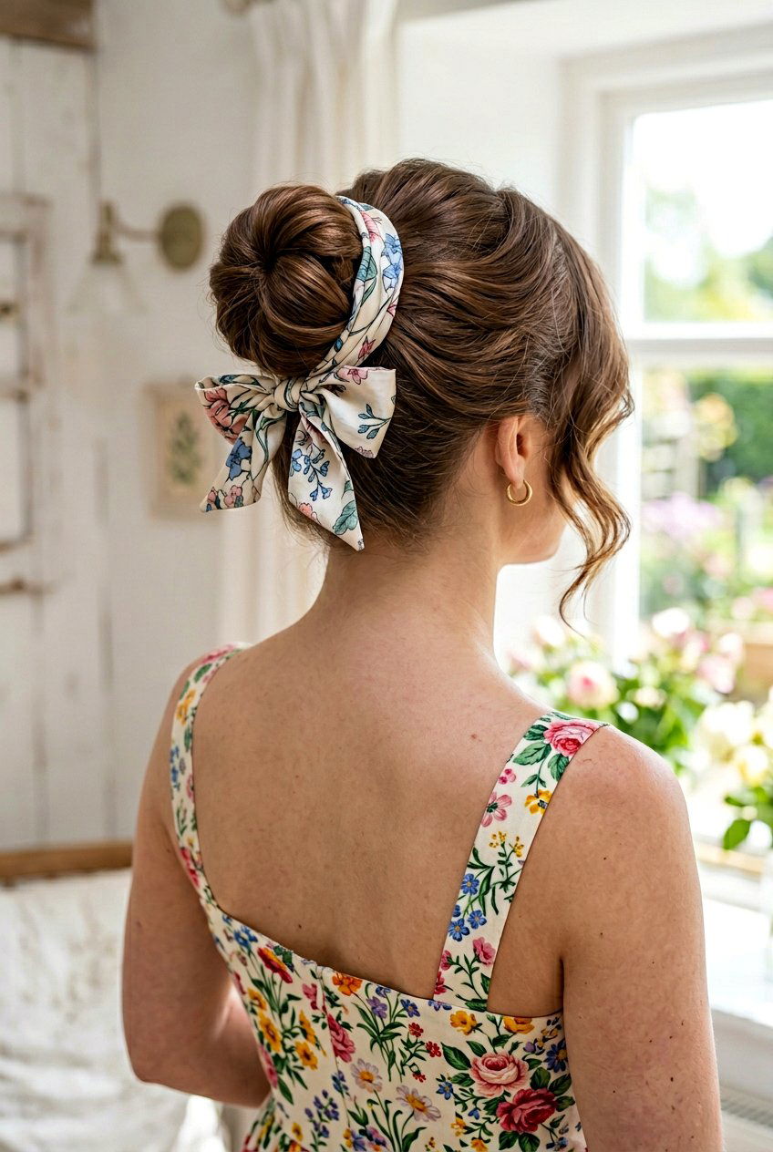 Ribbon Wrapped Bun - 20 overnight bun curls for shoulder length hair - 20 overnight bun curls for shoulder length hair