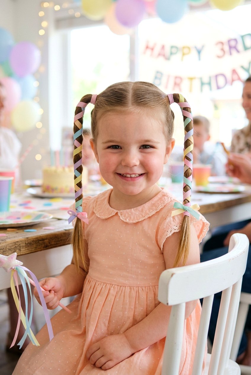 Ribbon Wrapped Pigtails - 20 toddler pigtail ideas - 20 toddler pigtail ideas