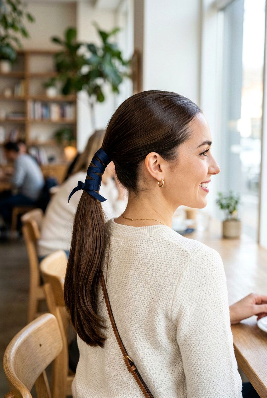 Ribbon Wrapped Ponytail - 20 ribbon ponytail hairstyles - 20 ribbon ponytail hairstyles