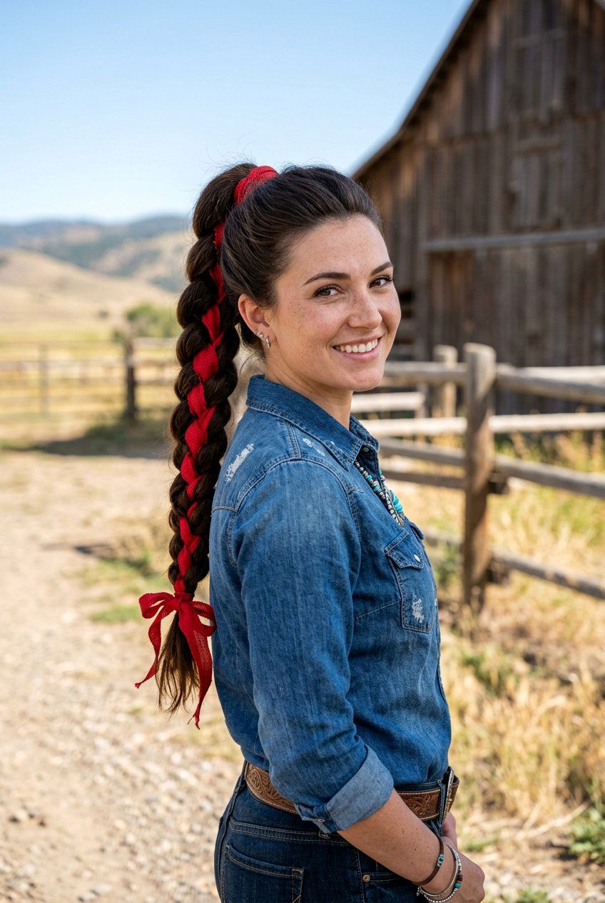 Ribbons Cowgirl Braid Ponytail - 20 cowgirl braid ponytail - 20 cowgirl braid ponytail