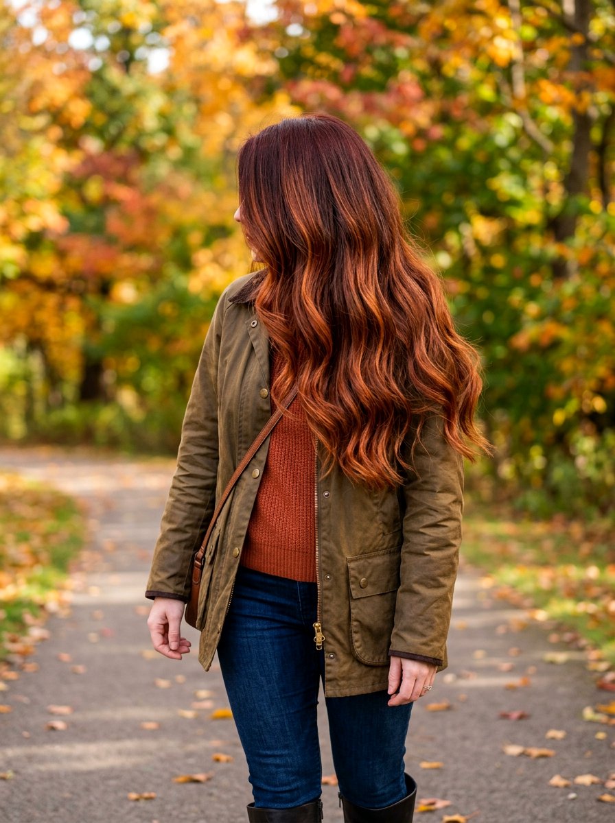 Rich Auburn Balayage Long Hair - 20 easy maintenance balayage for busy women - 20 easy maintenance balayage for busy women