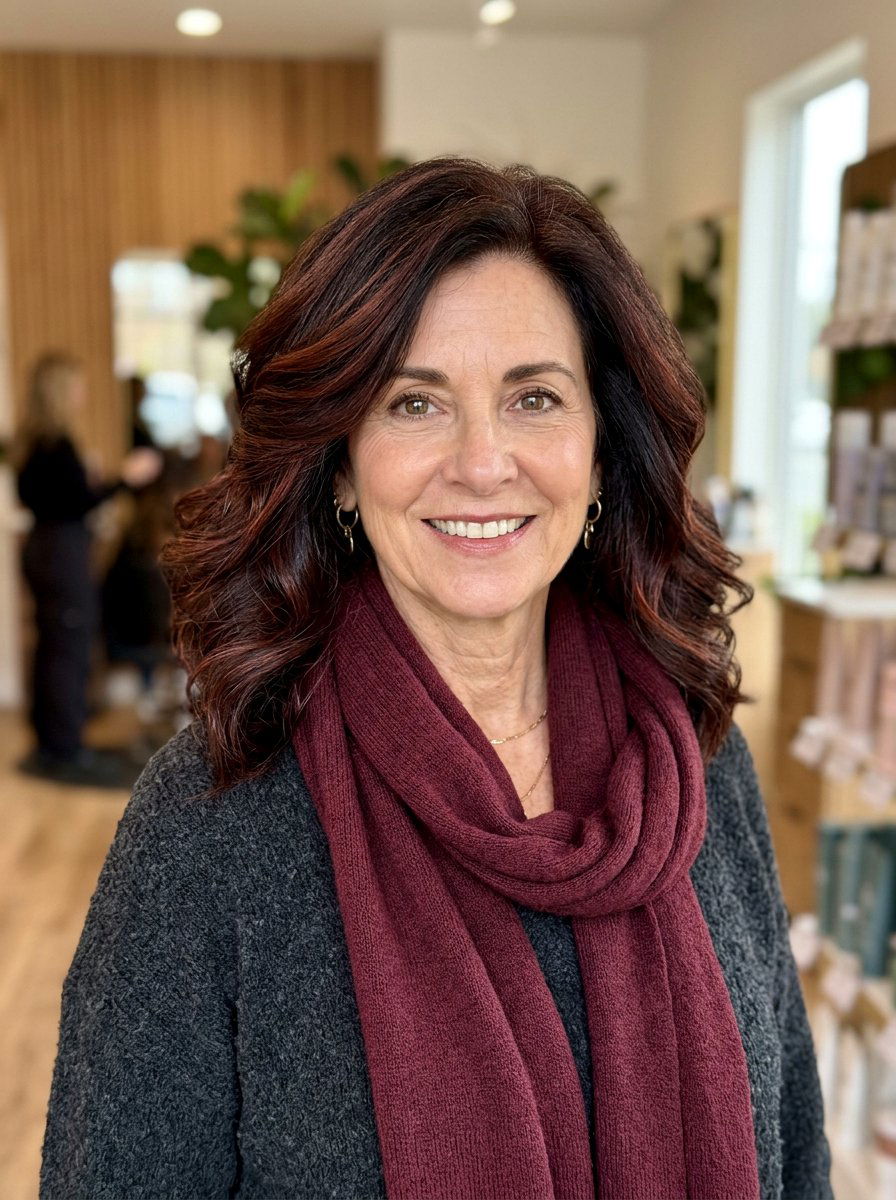 Rich Auburn Lowlights - 20 youthful hair color for older women - 20 youthful hair color for older women