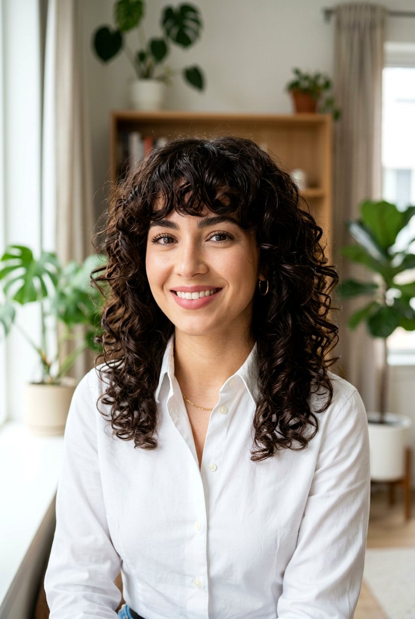 Rich Brunette Curly Shag - 20 hair color ideas for curly shags - 20 hair color ideas for curly shags