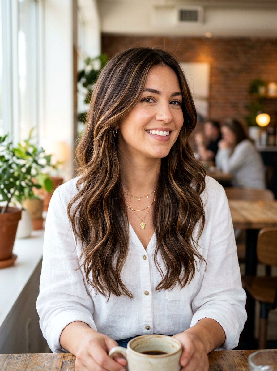 Rich Brunette With Warm Caramel Ribbons And Soft Layers - 20 rich brown hair with soft caramel ribbons - 20 rich brown hair with soft caramel ribbons