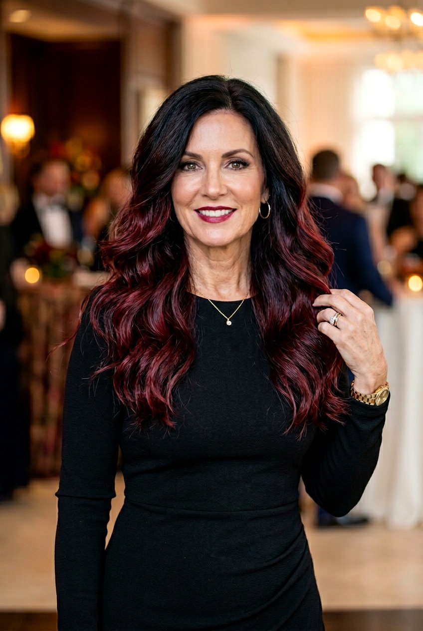 Rich Burgundy Auburn Balayage For Thick Hair - 20 auburn balayage for women over 50 - 20 auburn balayage for women over 50