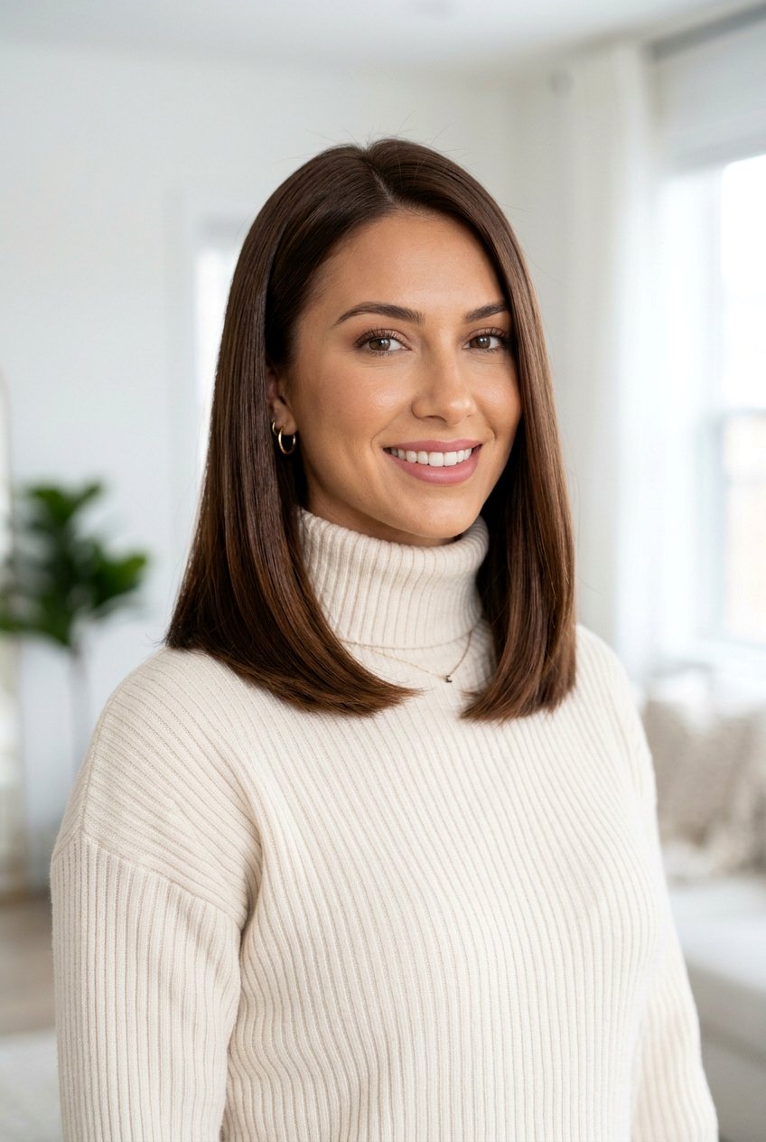 Rich Chocolate Brown Lob - 20 hair color ideas for lobs - 20 hair color ideas for lobs