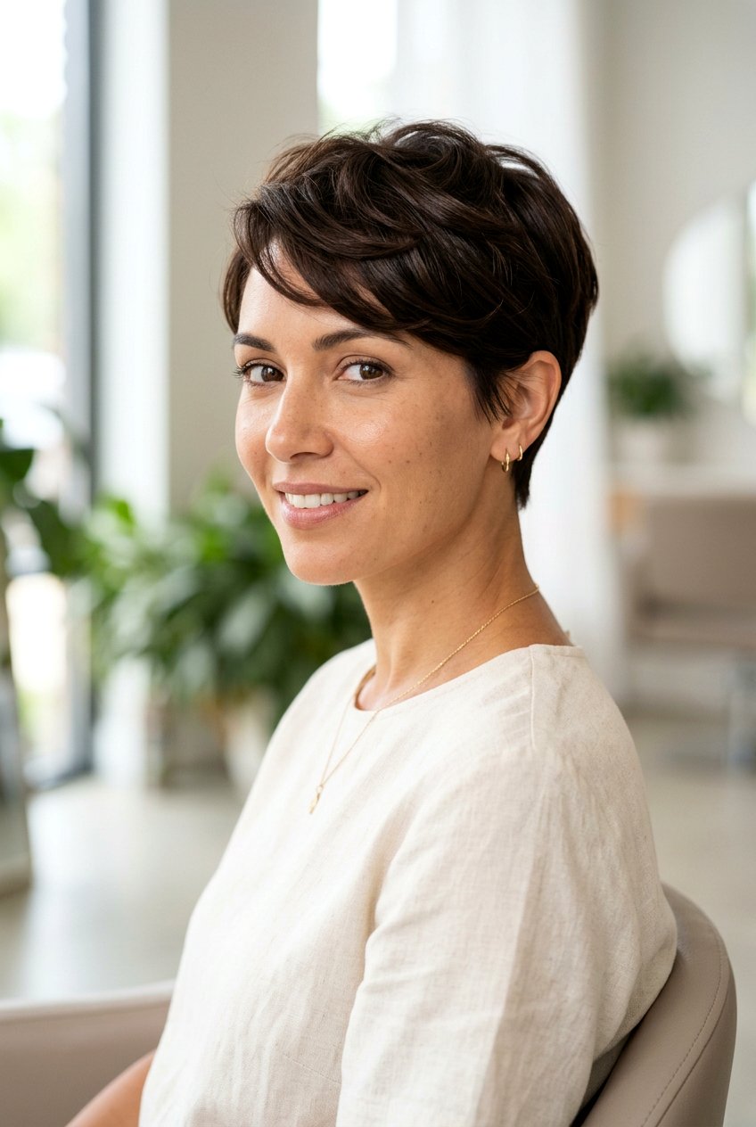 Rich Chocolate Brown Pixie Cut - 20 hair color ideas for pixie cuts - 20 hair color ideas for pixie cuts