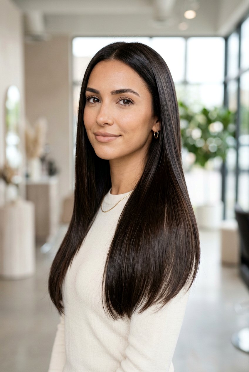 Rich Espresso Brunette with a Glossy Finish - 20 brunette hair makeover ideas - 20 brunette hair makeover ideas