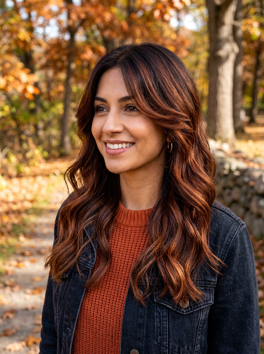 Rich Red Brown Balayage On Dark Brunette - 20 rich red brown balayage - 20 rich red brown balayage