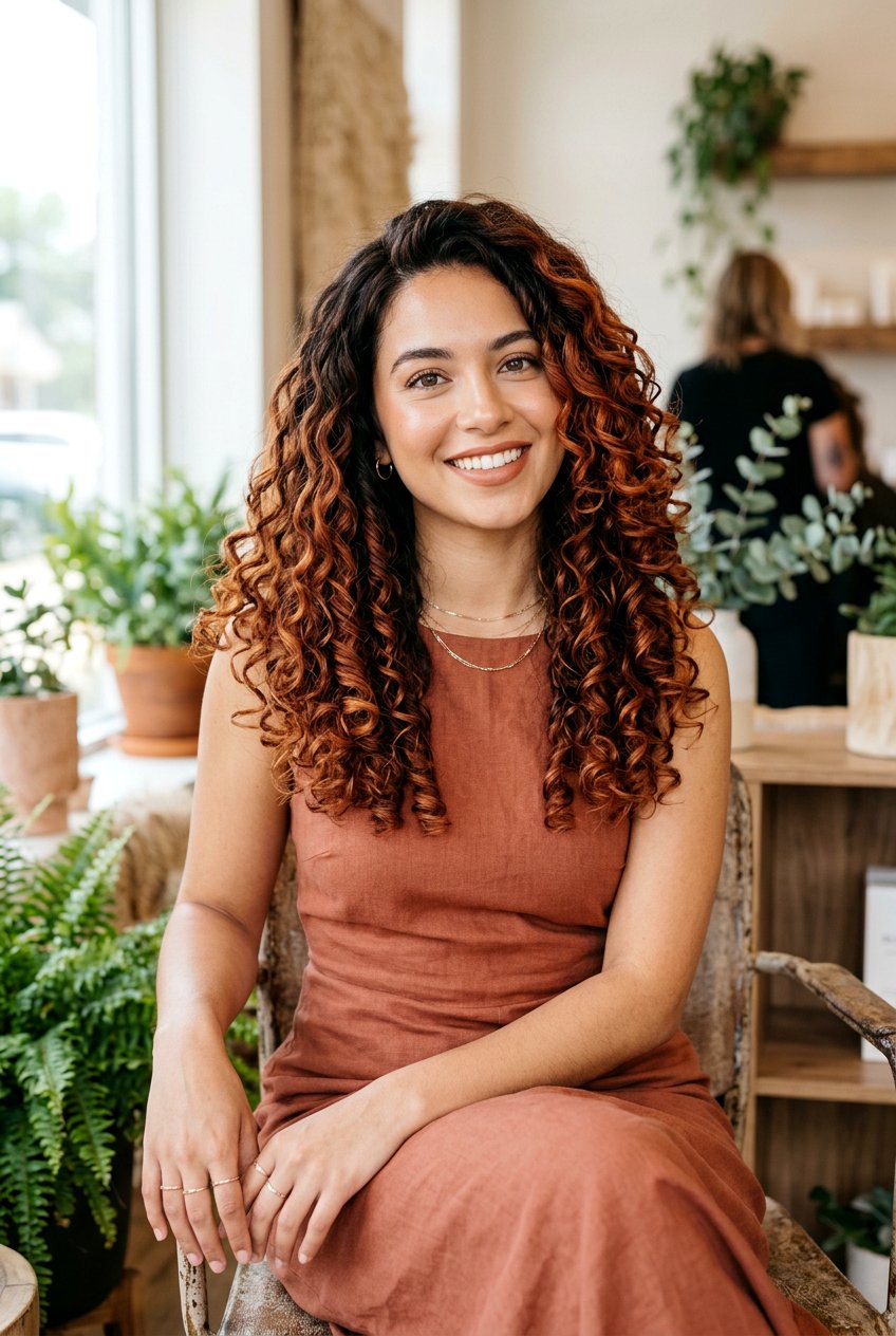 Rich Terracotta Copper Balayage - 20 copper balayage for curly hair women - 20 copper balayage for curly hair women